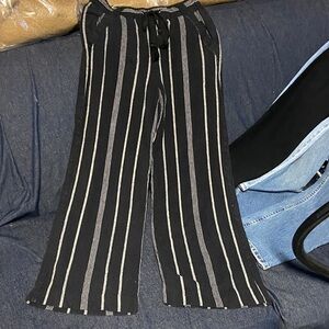 Rewind Black and White Striped Wide Leg Pants